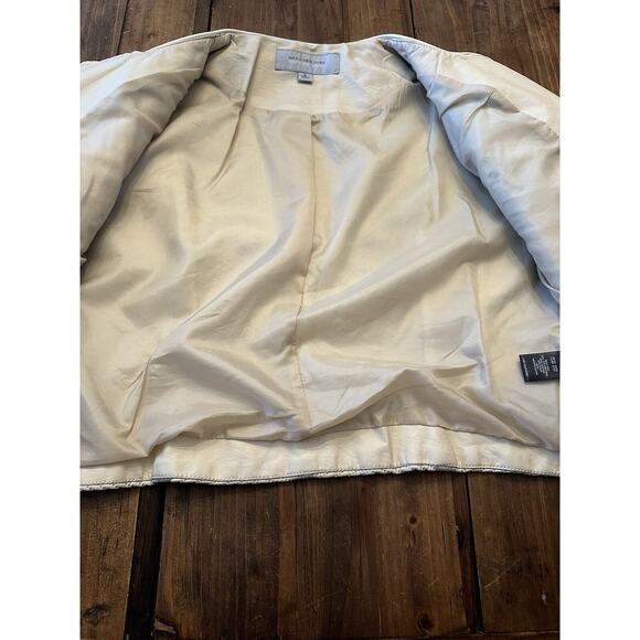 Andrew Marc New York Faux Leather Moto Jacket Ivory Size XL Edgy Sleek - Picture 11 of 16